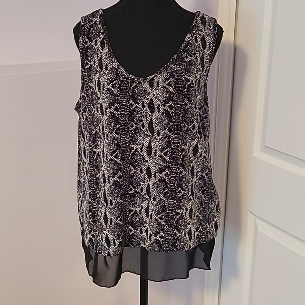 Snake print sequin tank top, sz XL